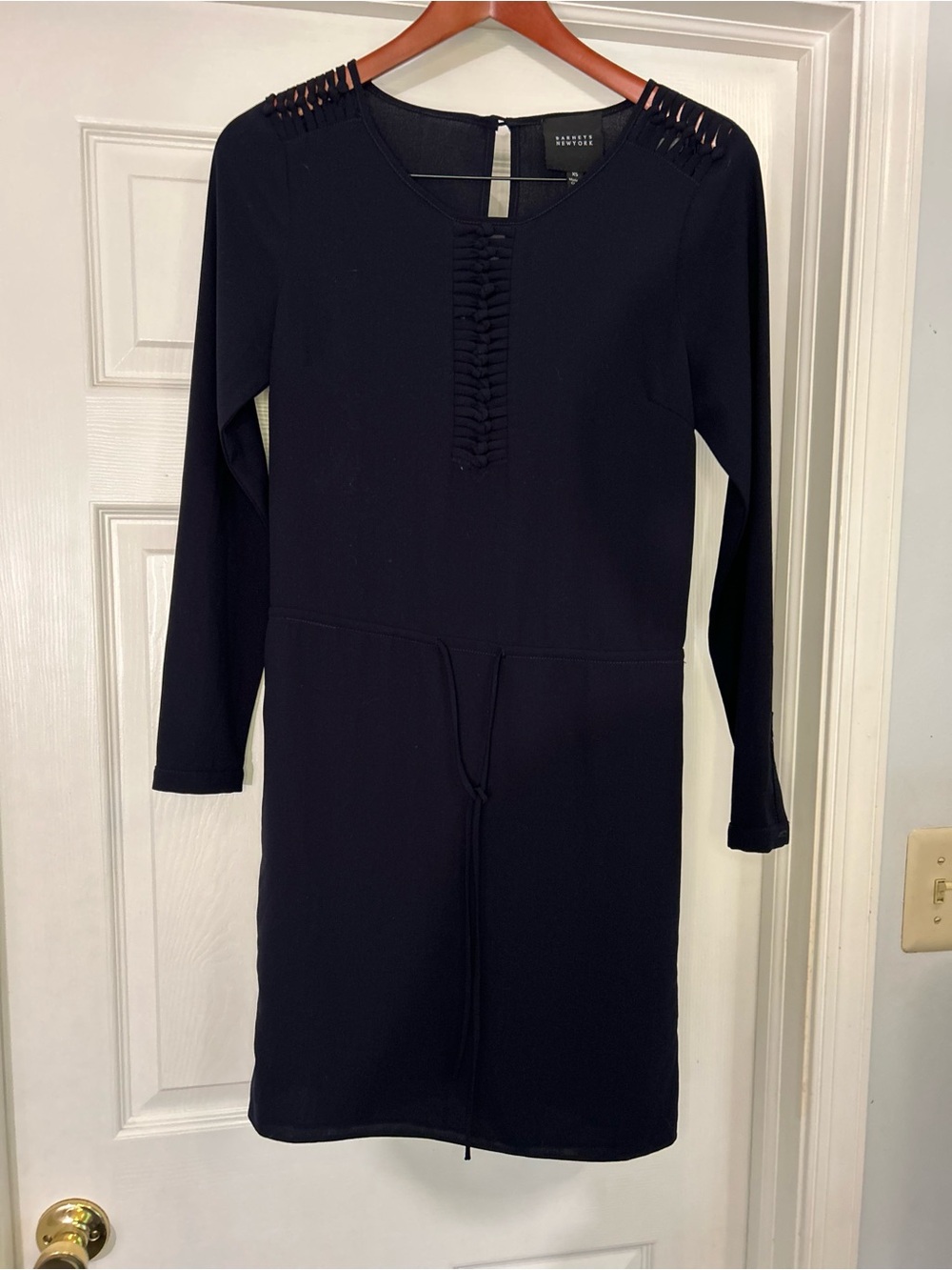 Barney New York Classic Long-Sleeve Navy Drawstring Waist Mini Dress - Picture 2 of 11